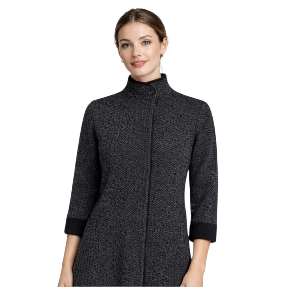 Merino Cashmere Herringbone Jacket Sweater Benedetta B. Made In Italy